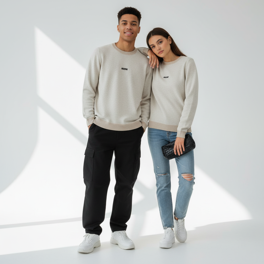 Knitted crew neck sweater